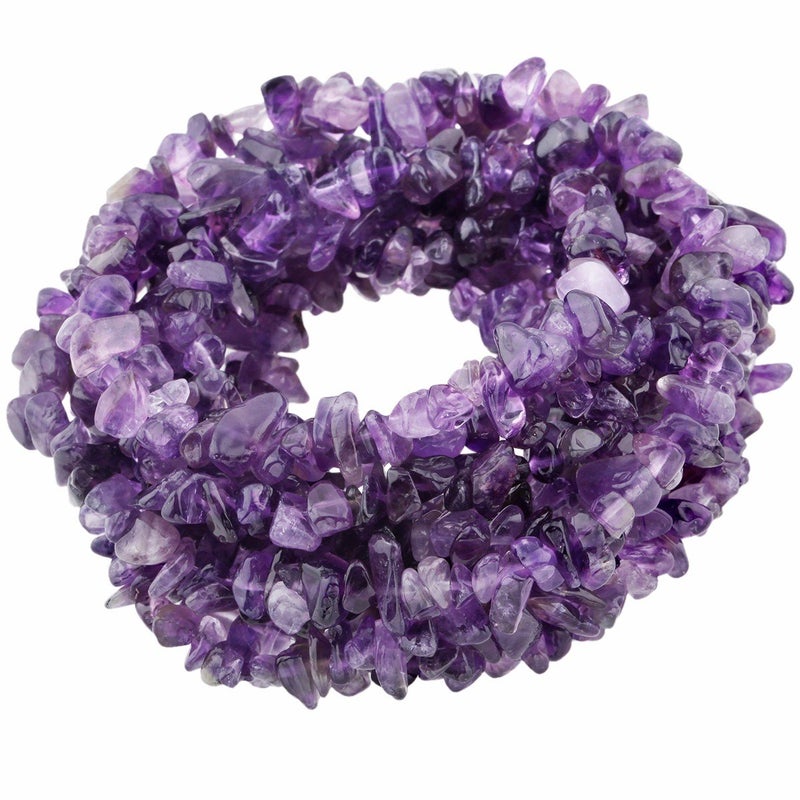 SUNYIK Amethyst Tumbled Chip Stone Irregular Shaped Drilled Loose Beads Strand for Jewelry Making 32-33" - Image 1